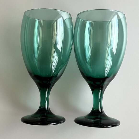 LIBBEY VINTAGE GREEN WINE GLASSES SET OF 2 - Picture 5 of 8